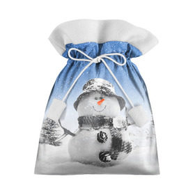Подарочный 3D мешок с принтом Снеговик в Новосибирске, 100% полиэстер | Размер: 29*39 см | 2016 | winter | год | зима | мартышка | новогодний | новый | обезьяна | обезьянка | подарок | с новым годом | снег | снеговик