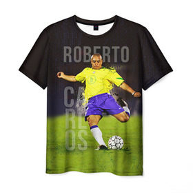 Мужская футболка 3D с принтом Roberto Carlos в Новосибирске, 100% полиэфир | прямой крой, круглый вырез горловины, длина до линии бедер | carlos | football | roberto carlos | дели дайнамос | роберто | роберто карлос | футбол | футболист