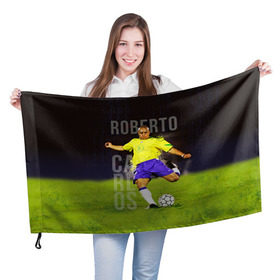 Флаг 3D с принтом Roberto Carlos в Новосибирске, 100% полиэстер | плотность ткани — 95 г/м2, размер — 67 х 109 см. Принт наносится с одной стороны | carlos | football | roberto carlos | дели дайнамос | роберто | роберто карлос | футбол | футболист