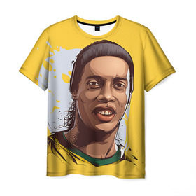 Мужская футболка 3D с принтом Ronaldinho в Новосибирске, 100% полиэфир | прямой крой, круглый вырез горловины, длина до линии бедер | football | ronaldinho | роналдиньо | футбол | футболист