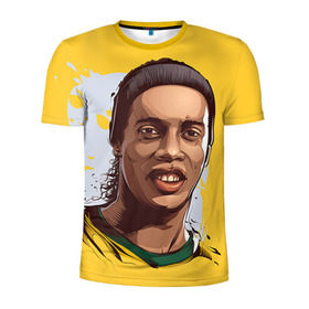 Мужская футболка 3D спортивная с принтом Ronaldinho в Новосибирске, 100% полиэстер с улучшенными характеристиками | приталенный силуэт, круглая горловина, широкие плечи, сужается к линии бедра | football | ronaldinho | роналдиньо | футбол | футболист