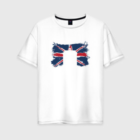 Женская футболка хлопок Oversize с принтом Tardis Britain в Новосибирске, 100% хлопок | свободный крой, круглый ворот, спущенный рукав, длина до линии бедер
 | doctor who | британия | доктор кто | тардис
