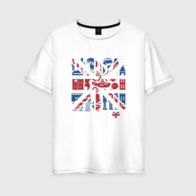 Женская футболка хлопок Oversize с принтом Британия в сердце в Новосибирске, 100% хлопок | свободный крой, круглый ворот, спущенный рукав, длина до линии бедер
 | britain | бин | доктор кто | королева | тардис