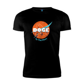 Мужская футболка премиум с принтом Doge NASA в Новосибирске, 92% хлопок, 8% лайкра | приталенный силуэт, круглый вырез ворота, длина до линии бедра, короткий рукав | smile | космос | лайка | луна | собака | улыбка