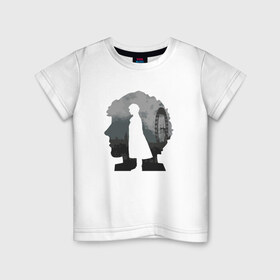 Детская футболка хлопок с принтом Sherlock World в Новосибирске, 100% хлопок | круглый вырез горловины, полуприлегающий силуэт, длина до линии бедер | англия | британия | детектив | холмс | шерлок