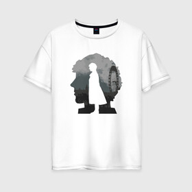 Женская футболка хлопок Oversize с принтом Sherlock World в Новосибирске, 100% хлопок | свободный крой, круглый ворот, спущенный рукав, длина до линии бедер
 | англия | британия | детектив | холмс | шерлок
