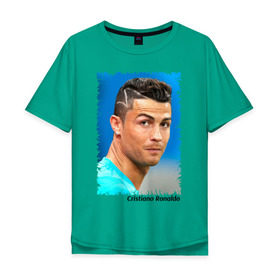 Мужская футболка хлопок Oversize с принтом Cristiano Ronaldo в Новосибирске, 100% хлопок | свободный крой, круглый ворот, “спинка” длиннее передней части | cristiano ronaldo | криштиану роналду | лига чемпионов | мю | португалия | реал мадрид | футбол