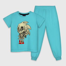 Детская пижама хлопок с принтом Sonic skeleton в Новосибирске, 100% хлопок |  брюки и футболка прямого кроя, без карманов, на брюках мягкая резинка на поясе и по низу штанин
 | скелет