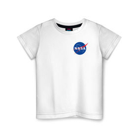 Детская футболка хлопок с принтом NASA в Новосибирске, 100% хлопок | круглый вырез горловины, полуприлегающий силуэт, длина до линии бедер | Тематика изображения на принте: астронавты | космос | наса