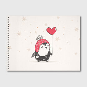 Альбом для рисования с принтом Пингвин с шариком в Новосибирске, 100% бумага
 | матовая бумага, плотность 200 мг. | Тематика изображения на принте: пингвин
