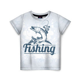 Детская футболка 3D с принтом Рыбалка в Новосибирске, 100% гипоаллергенный полиэфир | прямой крой, круглый вырез горловины, длина до линии бедер, чуть спущенное плечо, ткань немного тянется | fishing | рыба | рыбак | рыбалка | туризм