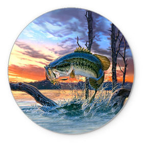 Коврик круглый с принтом Рыба в Новосибирске, резина и полиэстер | круглая форма, изображение наносится на всю лицевую часть | fishing | рыба | рыбак | рыбалка | туризм