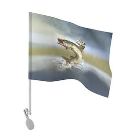 Флаг для автомобиля с принтом Щука в Новосибирске, 100% полиэстер | Размер: 30*21 см | fishing | рыба | рыбак | рыбалка | туризм | щука
