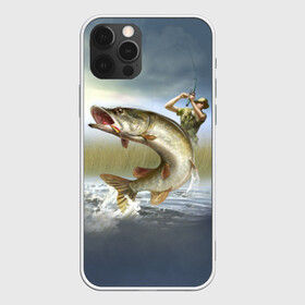 Чехол для iPhone 12 Pro с принтом Щука в Новосибирске, силикон | область печати: задняя сторона чехла, без боковых панелей | Тематика изображения на принте: fishing | рыба | рыбак | рыбалка | туризм | щука