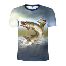 Мужская футболка 3D спортивная с принтом Щука в Новосибирске, 100% полиэстер с улучшенными характеристиками | приталенный силуэт, круглая горловина, широкие плечи, сужается к линии бедра | fishing | рыба | рыбак | рыбалка | туризм | щука