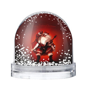 Снежный шар с принтом Дед Мороз рокер в Новосибирске, Пластик | Изображение внутри шара печатается на глянцевой фотобумаге с двух сторон | heavy metal | rock | santa claus | дед мороз | рок | с новым годом | санта | санта клаус
