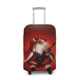 Чехол для чемодана 3D с принтом Дед мороз рокер в Новосибирске, 86% полиэфир, 14% спандекс | двустороннее нанесение принта, прорези для ручек и колес | heavy metal | rock | santa claus | дед мороз | рок | с новым годом | санта | санта клаус