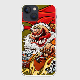 Чехол для iPhone 13 mini с принтом Дед мороз рокер в Новосибирске,  |  | Тематика изображения на принте: heavy metal | rock | santa claus | дед мороз | рок | с новым годом | санта | санта клаус
