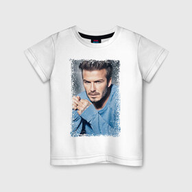 Детская футболка хлопок с принтом David Beckham (retro style) в Новосибирске, 100% хлопок | круглый вырез горловины, полуприлегающий силуэт, длина до линии бедер | david beckham | retro style | англия | дэвид бекхэм | лига чемпионов | мадрид | мю | реал | футбол