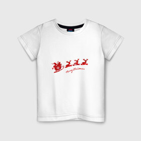 Детская футболка хлопок с принтом Merry Christmas в Новосибирске, 100% хлопок | круглый вырез горловины, полуприлегающий силуэт, длина до линии бедер | Тематика изображения на принте: 