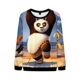 Мужской свитшот 3D с принтом Кунг фу панда в Новосибирске, 100% полиэстер с мягким внутренним слоем | круглый вырез горловины, мягкая резинка на манжетах и поясе, свободная посадка по фигуре | kung fu | kung fu panda | panda | кунг фу | кунг фу панда | кунгфу | панда. кунг фу | по