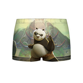 Мужские трусы 3D с принтом Кунг фу панда в Новосибирске, 50% хлопок, 50% полиэстер | классическая посадка, на поясе мягкая тканевая резинка | Тематика изображения на принте: kung fu | kung fu panda | panda | кунг фу | кунг фу панда | кунгфу | панда. кунг фу | по