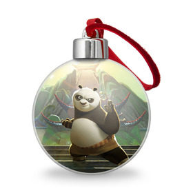 Ёлочный шар с принтом Кунг фу панда в Новосибирске, Пластик | Диаметр: 77 мм | kung fu | kung fu panda | panda | кунг фу | кунг фу панда | кунгфу | панда. кунг фу | по