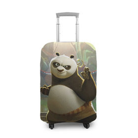 Чехол для чемодана 3D с принтом Кунг фу панда в Новосибирске, 86% полиэфир, 14% спандекс | двустороннее нанесение принта, прорези для ручек и колес | kung fu | kung fu panda | panda | кунг фу | кунг фу панда | кунгфу | панда. кунг фу | по