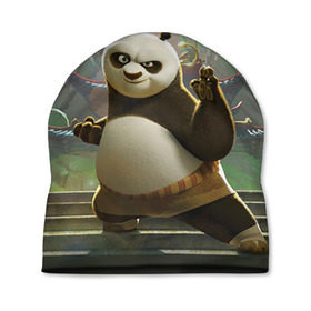 Шапка 3D с принтом Кунг фу панда в Новосибирске, 100% полиэстер | универсальный размер, печать по всей поверхности изделия | Тематика изображения на принте: kung fu | kung fu panda | panda | кунг фу | кунг фу панда | кунгфу | панда. кунг фу | по