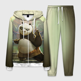 Мужской костюм 3D с принтом Кунг фу панда в Новосибирске, 100% полиэстер | Манжеты и пояс оформлены тканевой резинкой, двухслойный капюшон со шнурком для регулировки, карманы спереди | Тематика изображения на принте: kung fu | kung fu panda | panda | кунг фу | кунг фу панда | кунгфу | панда. кунг фу | по
