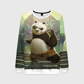 Женский свитшот 3D с принтом Кунг фу панда в Новосибирске, 100% полиэстер с мягким внутренним слоем | круглый вырез горловины, мягкая резинка на манжетах и поясе, свободная посадка по фигуре | kung fu | kung fu panda | panda | кунг фу | кунг фу панда | кунгфу | панда. кунг фу | по