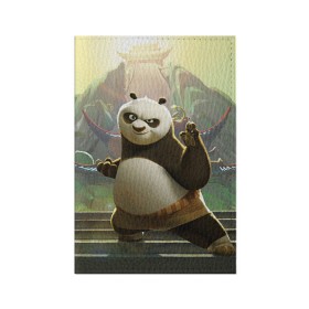 Обложка для паспорта матовая кожа с принтом Кунг фу панда в Новосибирске, натуральная матовая кожа | размер 19,3 х 13,7 см; прозрачные пластиковые крепления | kung fu | kung fu panda | panda | кунг фу | кунг фу панда | кунгфу | панда. кунг фу | по