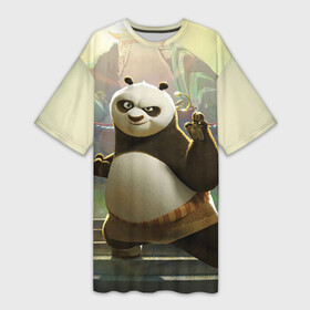Платье-футболка 3D с принтом Кунг фу панда в Новосибирске,  |  | kung fu | kung fu panda | panda | кунг фу | кунг фу панда | кунгфу | панда. кунг фу | по