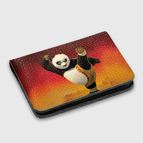 Картхолдер с принтом с принтом Кунг фу панда в Новосибирске, натуральная матовая кожа | размер 7,3 х 10 см; кардхолдер имеет 4 кармана для карт; | kung fu | kung fu panda | panda | кунг фу | кунг фу панда | кунгфу | панда. кунг фу | по