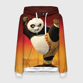 Женская толстовка 3D с принтом Кунг фу панда в Новосибирске, 100% полиэстер  | двухслойный капюшон со шнурком для регулировки, мягкие манжеты на рукавах и по низу толстовки, спереди карман-кенгуру с мягким внутренним слоем. | kung fu | kung fu panda | panda | кунг фу | кунг фу панда | кунгфу | панда. кунг фу | по