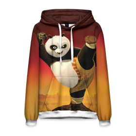 Мужская толстовка 3D с принтом Кунг фу панда в Новосибирске, 100% полиэстер | двухслойный капюшон со шнурком для регулировки, мягкие манжеты на рукавах и по низу толстовки, спереди карман-кенгуру с мягким внутренним слоем. | kung fu | kung fu panda | panda | кунг фу | кунг фу панда | кунгфу | панда. кунг фу | по