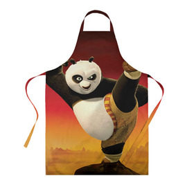 Фартук 3D с принтом Кунг фу панда в Новосибирске, 100% полиэстер | общий размер — 65 х 85 см, ширина нагрудника — 26 см, горловина — 53 см, длина завязок — 54 см, общий обхват в поясе — 173 см. Принт на завязках и на горловине наносится с двух сторон, на основной части фартука — только с внешней стороны | Тематика изображения на принте: kung fu | kung fu panda | panda | кунг фу | кунг фу панда | кунгфу | панда. кунг фу | по