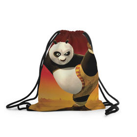 Рюкзак-мешок 3D с принтом Кунг фу панда в Новосибирске, 100% полиэстер | плотность ткани — 200 г/м2, размер — 35 х 45 см; лямки — толстые шнурки, застежка на шнуровке, без карманов и подкладки | Тематика изображения на принте: kung fu | kung fu panda | panda | кунг фу | кунг фу панда | кунгфу | панда. кунг фу | по