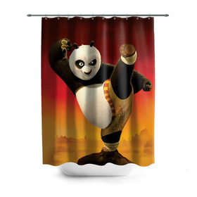 Штора 3D для ванной с принтом Кунг фу панда в Новосибирске, 100% полиэстер | плотность материала — 100 г/м2. Стандартный размер — 146 см х 180 см. По верхнему краю — пластиковые люверсы для креплений. В комплекте 10 пластиковых колец | kung fu | kung fu panda | panda | кунг фу | кунг фу панда | кунгфу | панда. кунг фу | по