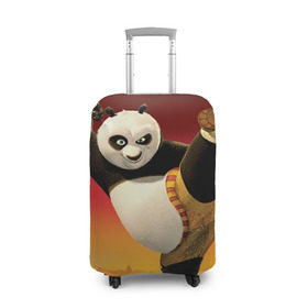 Чехол для чемодана 3D с принтом Кунг фу панда в Новосибирске, 86% полиэфир, 14% спандекс | двустороннее нанесение принта, прорези для ручек и колес | kung fu | kung fu panda | panda | кунг фу | кунг фу панда | кунгфу | панда. кунг фу | по