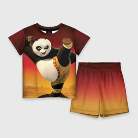 Детский костюм с шортами 3D с принтом Кунг фу панда в Новосибирске,  |  | kung fu | kung fu panda | panda | кунг фу | кунг фу панда | кунгфу | панда. кунг фу | по