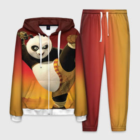 Мужской костюм 3D с принтом Кунг фу панда в Новосибирске, 100% полиэстер | Манжеты и пояс оформлены тканевой резинкой, двухслойный капюшон со шнурком для регулировки, карманы спереди | Тематика изображения на принте: kung fu | kung fu panda | panda | кунг фу | кунг фу панда | кунгфу | панда. кунг фу | по