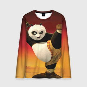 Мужской лонгслив 3D с принтом Кунг фу панда в Новосибирске, 100% полиэстер | длинные рукава, круглый вырез горловины, полуприлегающий силуэт | Тематика изображения на принте: kung fu | kung fu panda | panda | кунг фу | кунг фу панда | кунгфу | панда. кунг фу | по