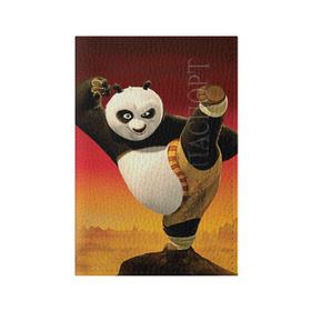 Обложка для паспорта матовая кожа с принтом Кунг фу панда в Новосибирске, натуральная матовая кожа | размер 19,3 х 13,7 см; прозрачные пластиковые крепления | kung fu | kung fu panda | panda | кунг фу | кунг фу панда | кунгфу | панда. кунг фу | по