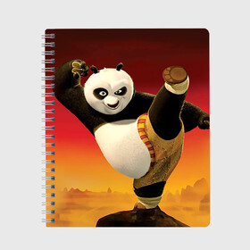 Тетрадь с принтом Кунг фу панда в Новосибирске, 100% бумага | 48 листов, плотность листов — 60 г/м2, плотность картонной обложки — 250 г/м2. Листы скреплены сбоку удобной пружинной спиралью. Уголки страниц и обложки скругленные. Цвет линий — светло-серый
 | Тематика изображения на принте: kung fu | kung fu panda | panda | кунг фу | кунг фу панда | кунгфу | панда. кунг фу | по