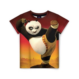 Детская футболка 3D с принтом Кунг фу панда в Новосибирске, 100% гипоаллергенный полиэфир | прямой крой, круглый вырез горловины, длина до линии бедер, чуть спущенное плечо, ткань немного тянется | Тематика изображения на принте: kung fu | kung fu panda | panda | кунг фу | кунг фу панда | кунгфу | панда. кунг фу | по