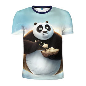 Мужская футболка 3D спортивная с принтом Кунг фу панда в Новосибирске, 100% полиэстер с улучшенными характеристиками | приталенный силуэт, круглая горловина, широкие плечи, сужается к линии бедра | Тематика изображения на принте: панда