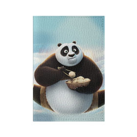 Обложка для паспорта матовая кожа с принтом Кунг фу панда в Новосибирске, натуральная матовая кожа | размер 19,3 х 13,7 см; прозрачные пластиковые крепления | панда