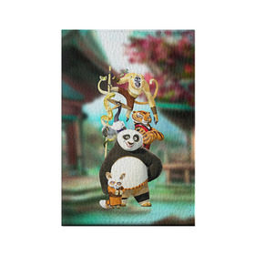 Обложка для паспорта матовая кожа с принтом Кунг фу панда в Новосибирске, натуральная матовая кожа | размер 19,3 х 13,7 см; прозрачные пластиковые крепления | Тематика изображения на принте: kung fu | kung fu panda | panda | кунг фу | кунг фу панда | кунгфу | панда. кунг фу | по