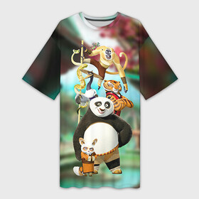 Платье-футболка 3D с принтом Кунг фу панда в Новосибирске,  |  | kung fu | kung fu panda | panda | кунг фу | кунг фу панда | кунгфу | панда. кунг фу | по